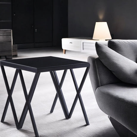 Magenta - Glass Top End Table - Black - Furniture Home Direct