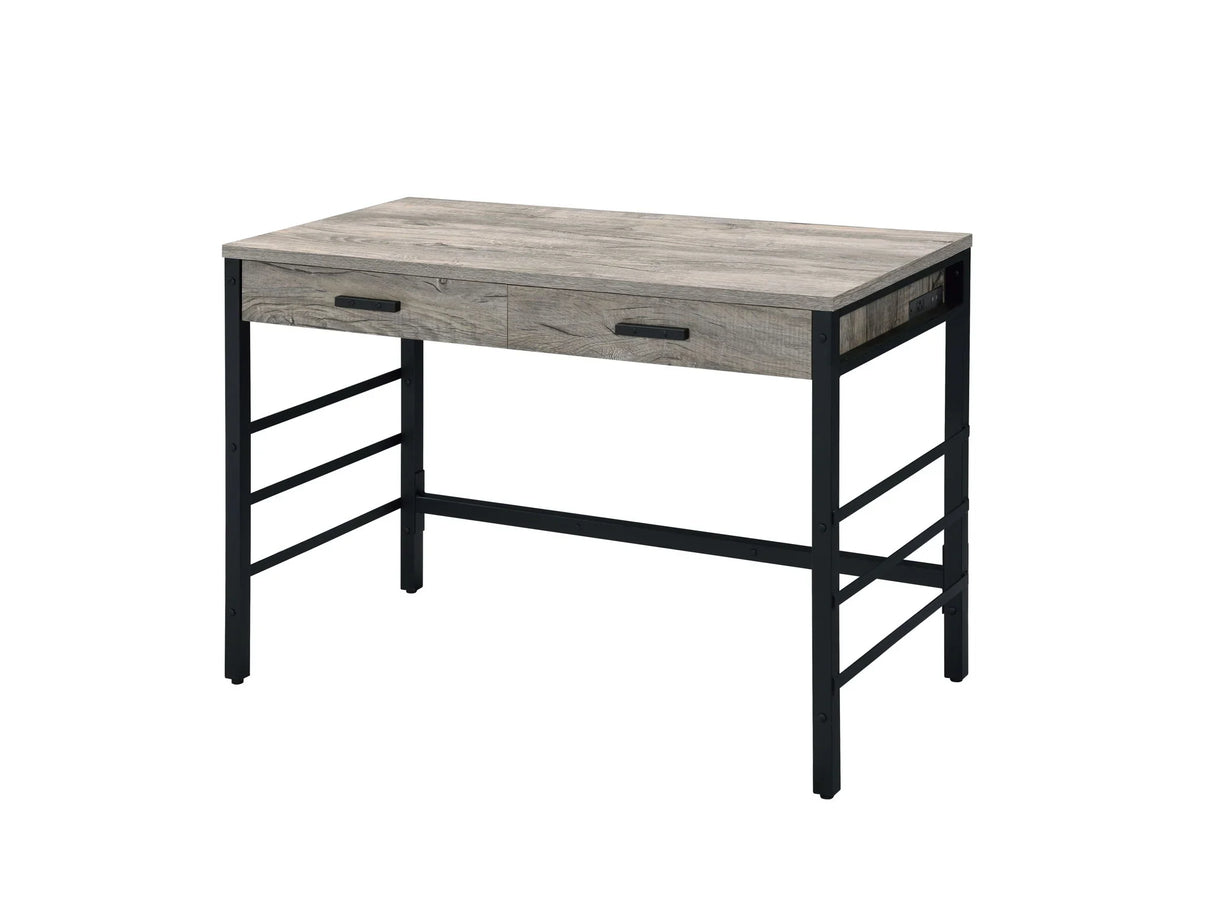 Disho - Weathered Writing Desk With USB - Oak - Furniture Home Direct