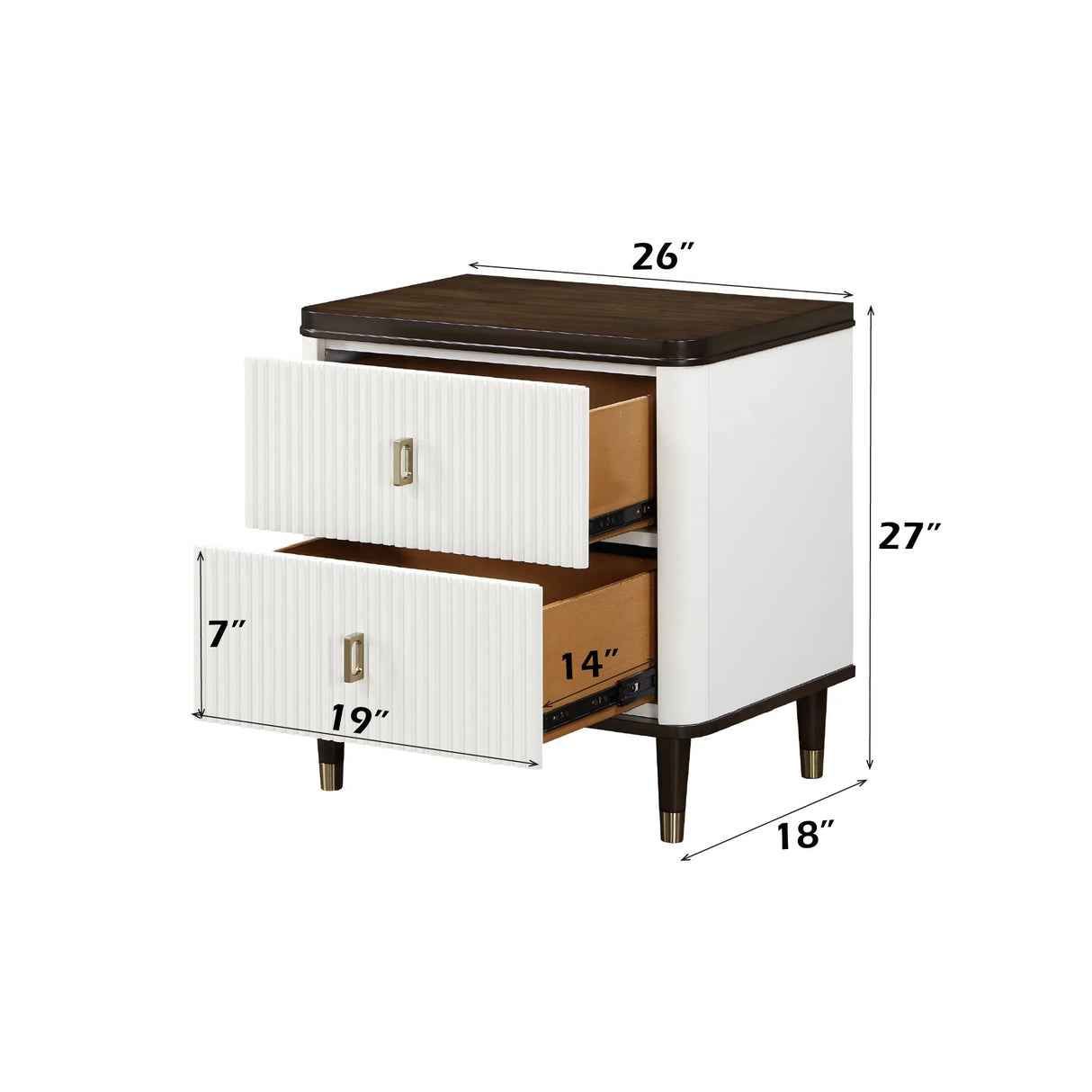 Bedroom Set Modern Wood Finish With Dark Tops White - Furniture Home Direct