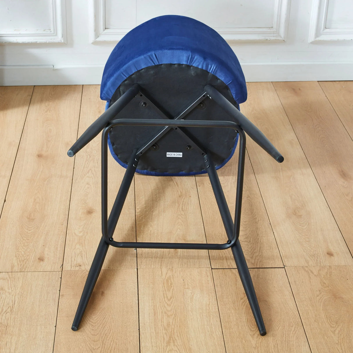 Bar Stool (Set of 2) Modern Counter Bar Height Chair With Back, Sturdy Metal Legs & Footrests, Island Stool For Kitchen Bar - Blue - Furniture Home Direct