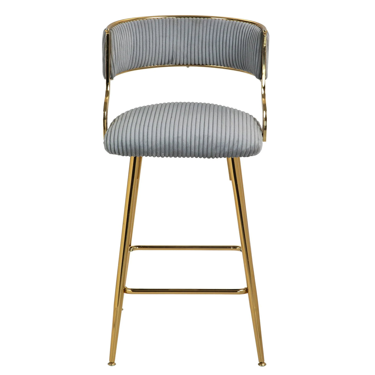 Counter Height Bar Stools With Powder Coating Base And Footrest (Set of 2) - Beige - Furniture Home Direct
