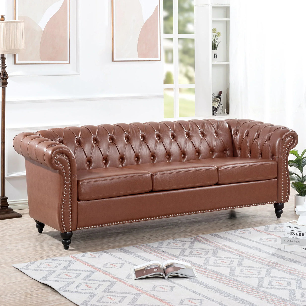Rolled Arm Chesterfield 3 Seater Sofa - Furniture Home Direct