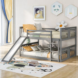 Full Over Full Bunk Bed With Ladder With Slide - Gray - Furniture Home Direct