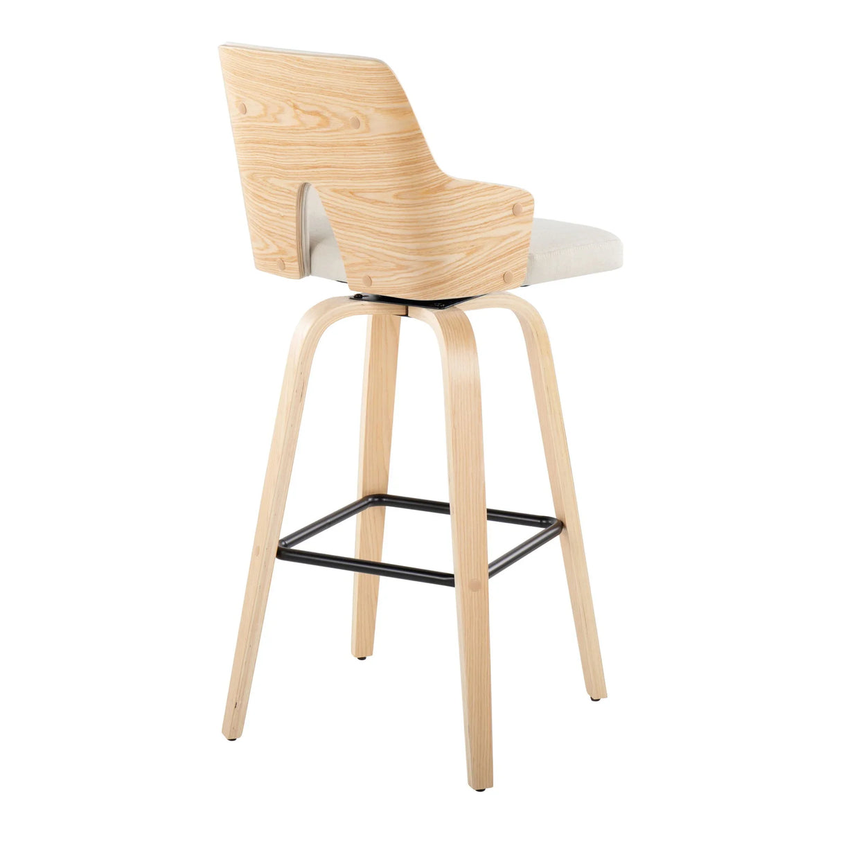 Stella - Contemporary Fixed Height Barstool With Swivel Square Footrest (Set of 2) - Furniture Home Direct