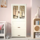 Portable Wardrobe Closet Storage Organizer With Magnetic Doors And Hanging Rod - Cream White - Furniture Home Direct