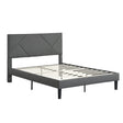 Upholstered Platform Bed Frame With Headboard, Wood Slat Support - Furniture Home Direct