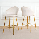 Elegant Shell Shape Velvet Bar Chair (Set of 2) - Furniture Home Direct