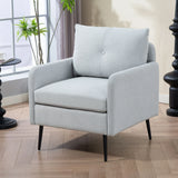 Contemporary Accent Chair With Metal Legs, Comfy Chenille Fabric Armchair - Furniture Home Direct