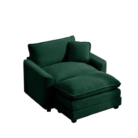 Classic Modern Comfortable Single Chair Deep Seat Sofa With Footstool - Furniture Home Direct