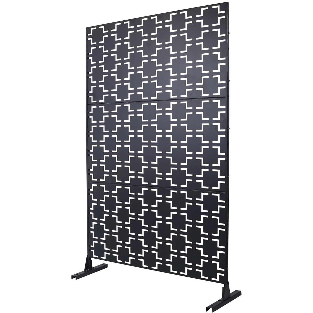 Outdoor / Indoor Privacy Screen Metal Privacy Screen, Freestanding Decorative Privacy Screen For Deck Balcony Patio - Black - Furniture Home Direct