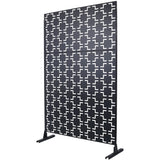 Outdoor / Indoor Privacy Screen Metal Privacy Screen, Freestanding Decorative Privacy Screen For Deck Balcony Patio - Black - Furniture Home Direct