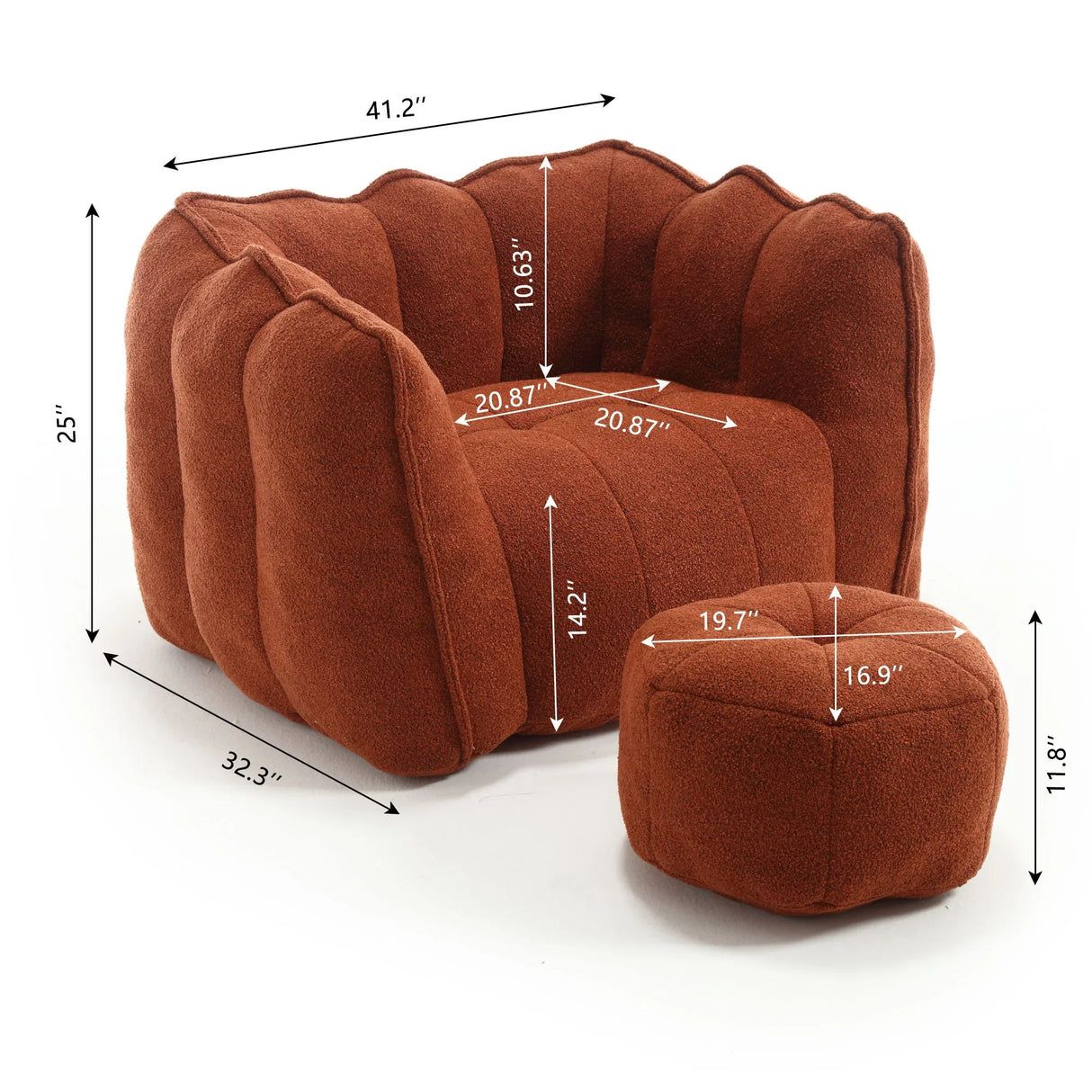 Soft Chenille Bean Bag Chair With High Resilient Foam - Furniture Home Direct