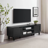 Modern 2 Door Open Storage TV Stand For TVs Up To 65" - Solid Black - Furniture Home Direct