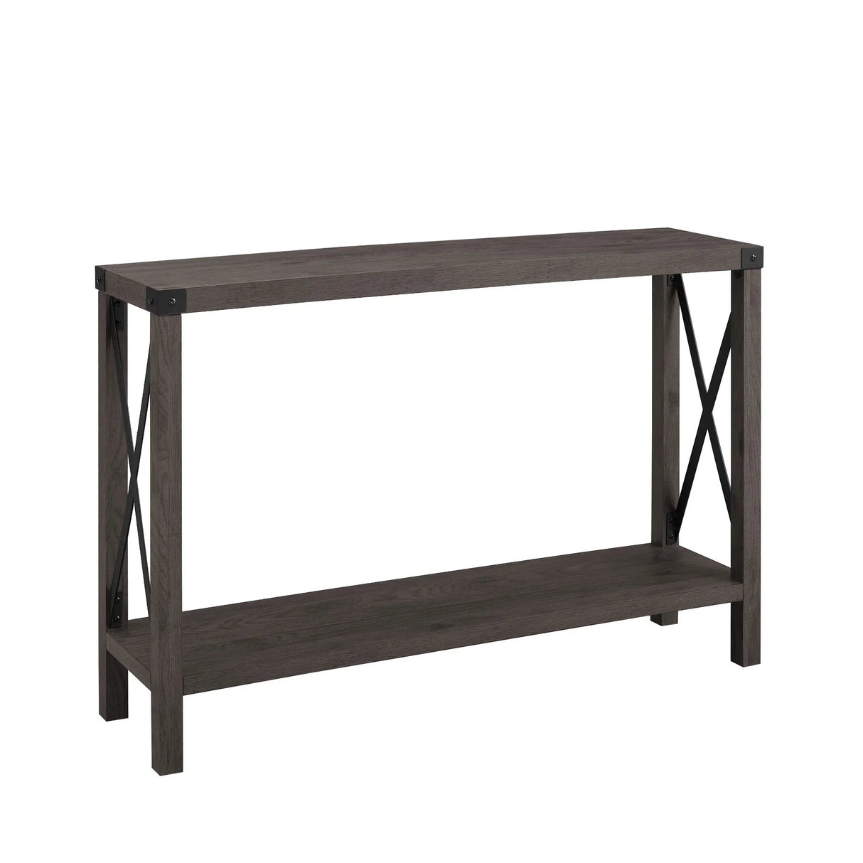 Farmhouse Metal X Table With Lower Shelf - Furniture Home Direct