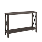 Farmhouse Metal X Table With Lower Shelf - Furniture Home Direct