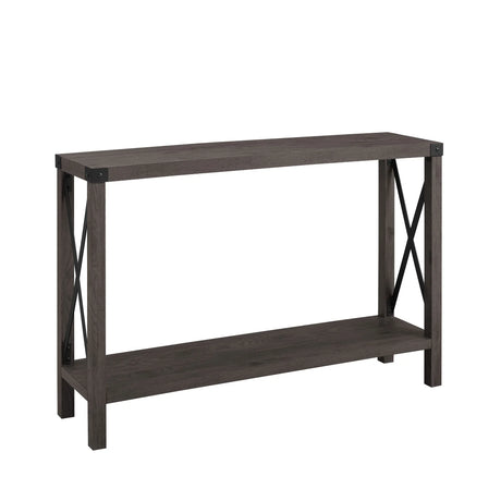 Farmhouse Metal X Table With Lower Shelf - Furniture Home Direct