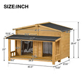 Large Wooden Dog House Outdoor / Indoor Dog Crate, Cabin Style, With Porch, 2 Doors - Furniture Home Direct