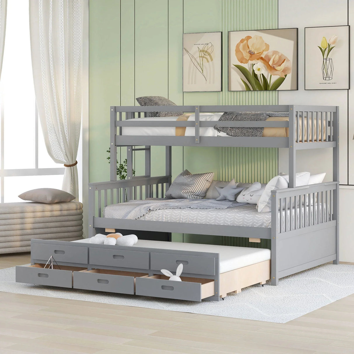 Bunk Bed With Twin Size Trundle And Drawers - Furniture Home Direct