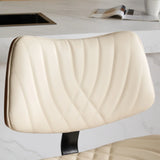 Counter Height Stool Adjustable PU Leather Swivel Beige - Furniture Home Direct