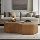 Hexagon Coffee Table With Fluted Design - Natural - Furniture Home Direct