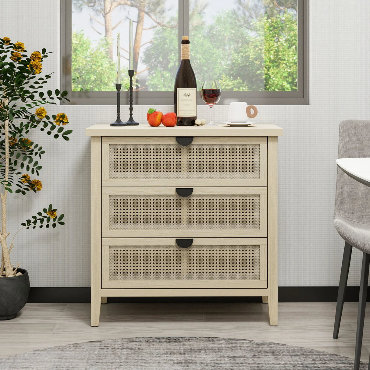 3 Drawer Cabinet, Suitable For Bedroom - Natural - Furniture Home Direct