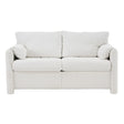 Modern Loveseat Sofa 2 Seater Plush Chenille Fabric Couch With High Density Foam Cushions - Ivory White - Furniture Home Direct