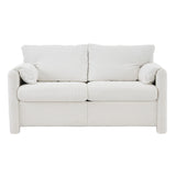 Modern Loveseat Sofa 2 Seater Plush Chenille Fabric Couch With High Density Foam Cushions - Ivory White - Furniture Home Direct