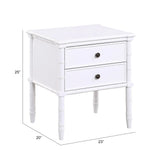 Emmett - 2 Drawer Nightstand With Carved Legs - White