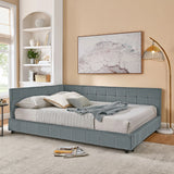 Mid-Century Storage Upholstered Tufted Bed Frame With Backrest And Armrests - Furniture Home Direct