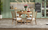 Dining Set Round Wood Table With Ladder Back Chairs Natural - Furniture Home Direct