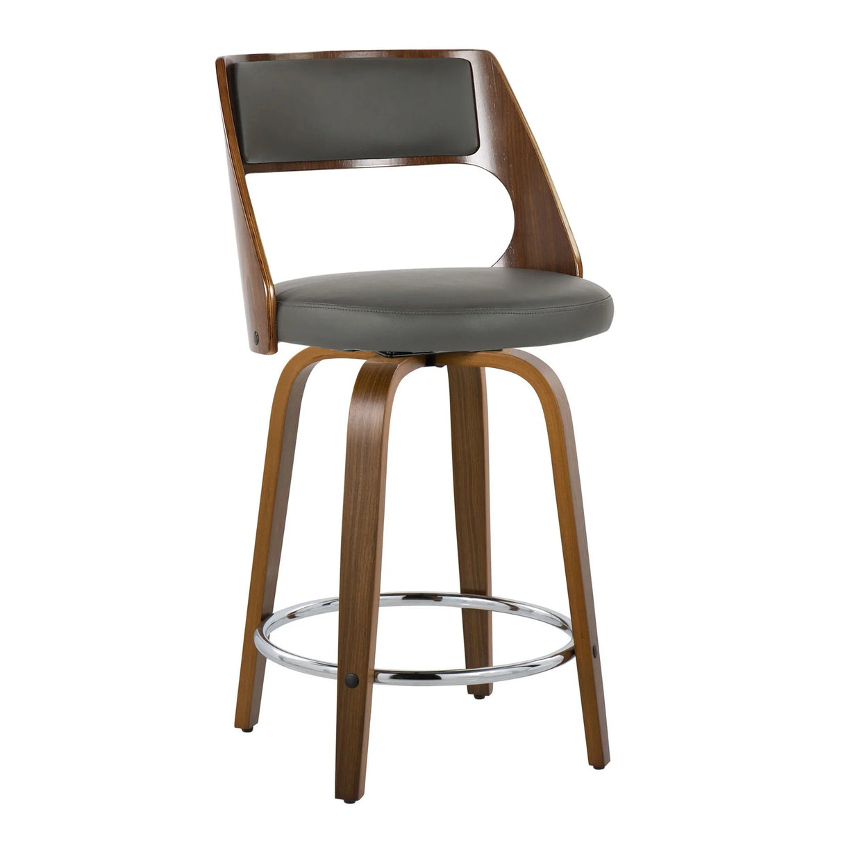 Cecina - Mid-Century Modern Fixed Height Counter Stool With Swivel And Round Footrest (Set of 2) - Furniture Home Direct