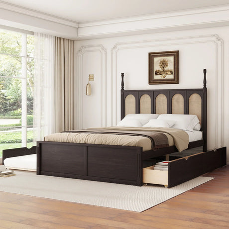 Platform Bed With With 2 Big Drawers With Trundle - Furniture Home Direct