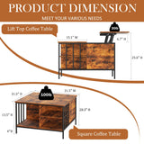 Lift Top Coffee Table With Storage, Adjustable Height Living Room - Black / Brown - Furniture Home Direct