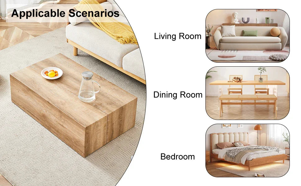 Coffee Table Modern MDF Sleek Contemporary Natural Wood - Furniture Home Direct