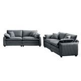 Two-Piece Corduroy Living Room Set (Sofa and Love Seat) - Gray - Furniture Home Direct