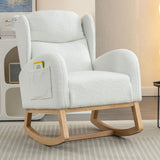 Teddy Fabric Rocking Chair With Packet Wood Legs - Ivory - Furniture Home Direct