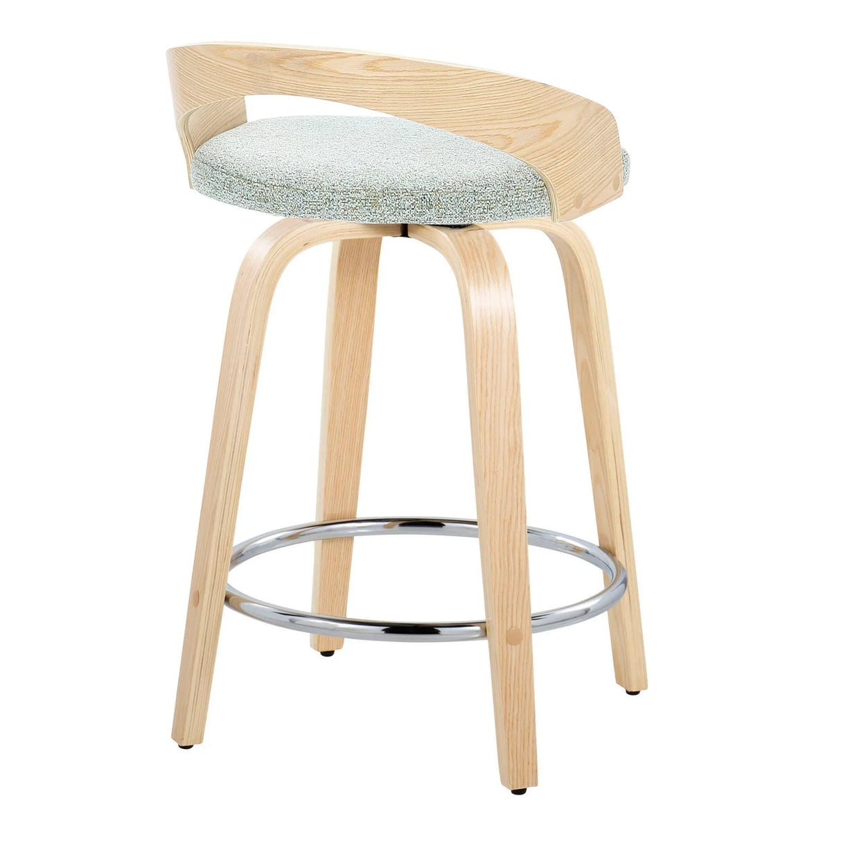 Grotto - Contemporary Fixed Height Counter Stool & Swivel, Round Footrest (Set of 2) - Furniture Home Direct