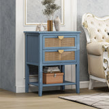 2 Drawer Side Table, Natural Rattan - Furniture Home Direct