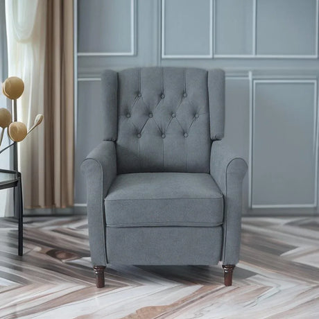 New Design Classic Waterproof Fabric Living Room Pull Button Sofa, High Back Manual Recliner Chair Cinema Home Theatre Cozy Recliner Sofa - Dark Gray - Furniture Home Direct