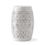 Transitional Ruby - Side Table With Lace Cut Design - White