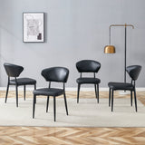 Dining Chairs Set Of 4 Modern PU Leather Metal Legs Black - Furniture Home Direct