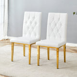 Vintage Style Armless Dining Chairs Set With Grid And Buckle Design - Furniture Home Direct