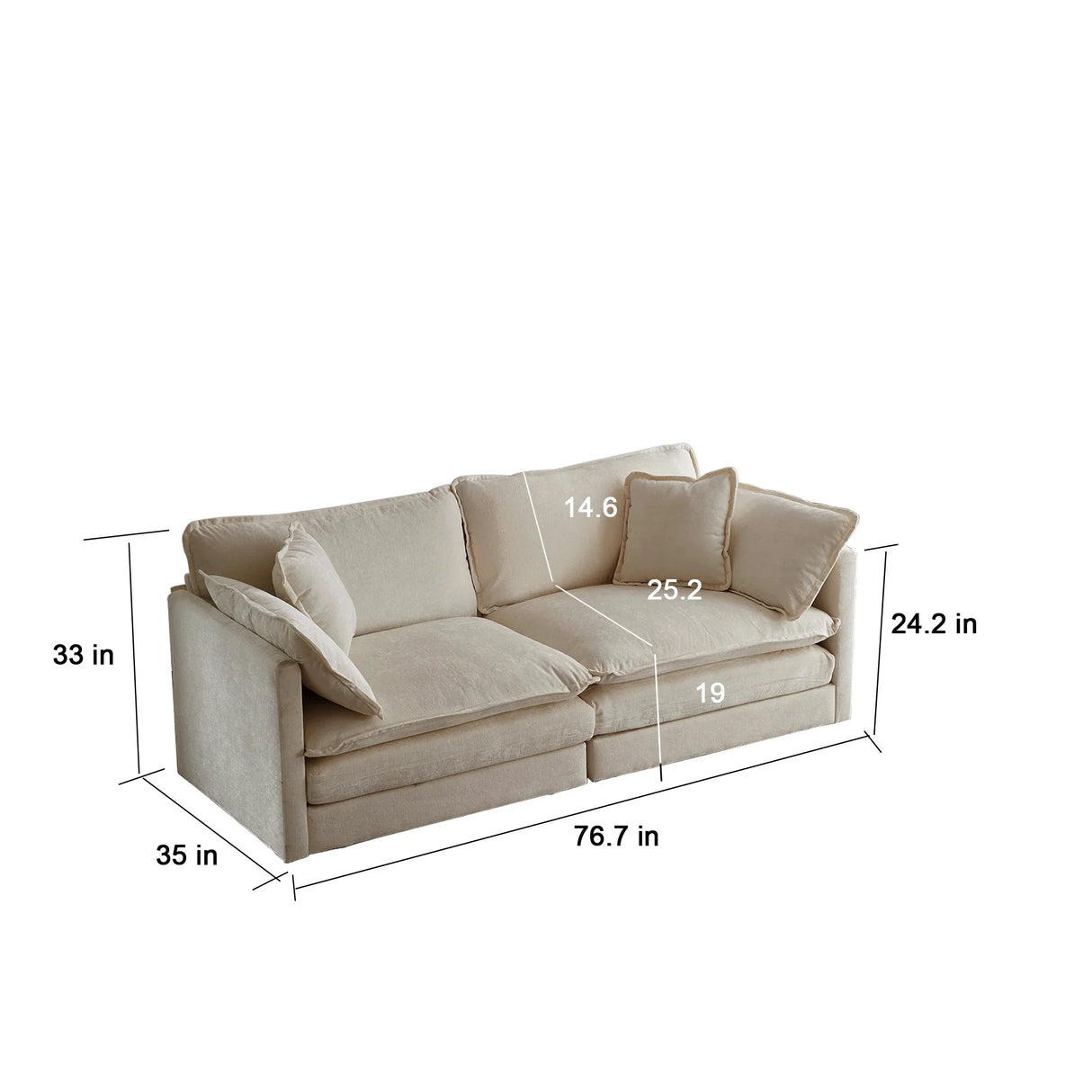Oversized 3 Piece Living Room Set Including One Sofa and Two Love Seats - Beige - Furniture Home Direct