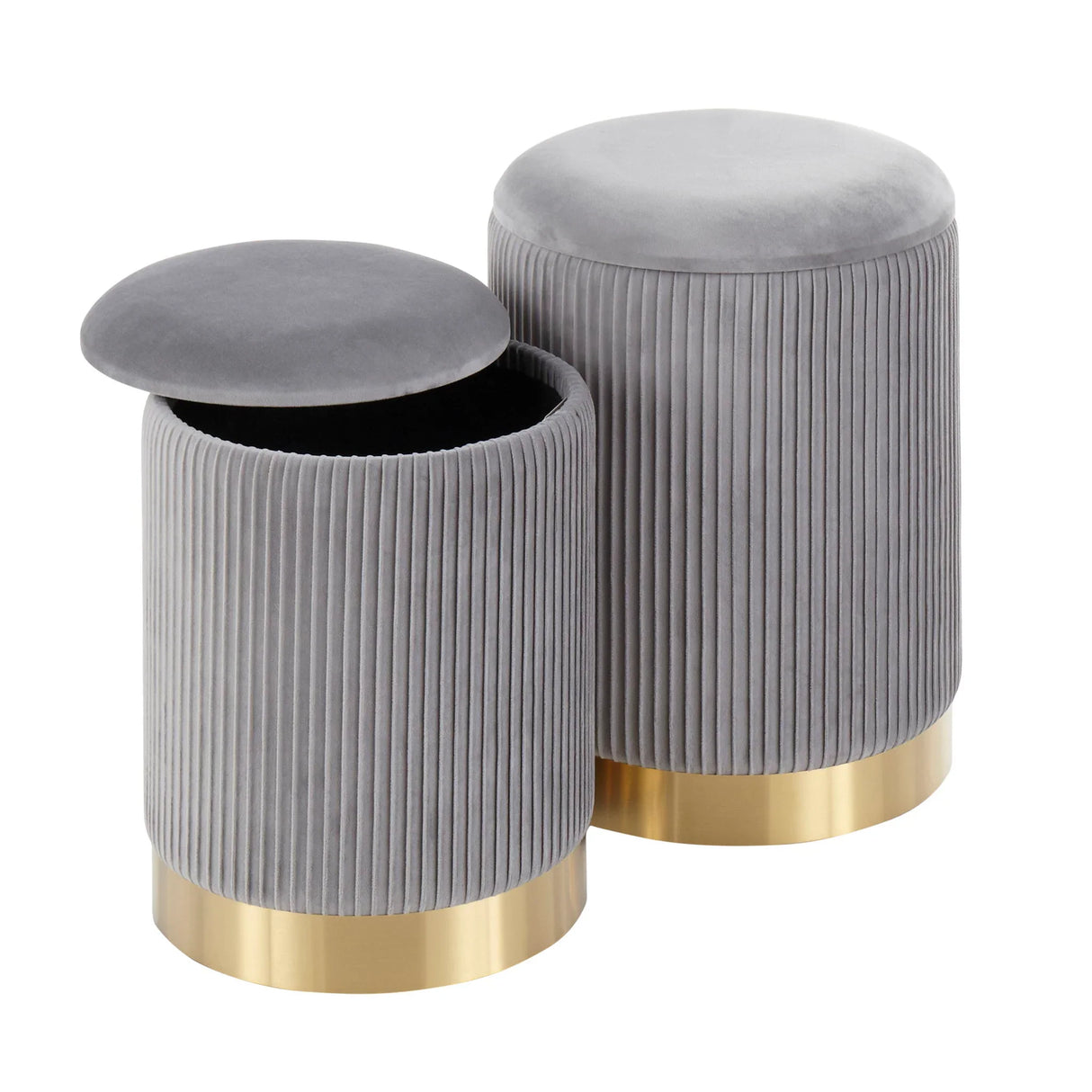 Marla - Contemporary Nesting Pleated Ottoman Set - Furniture Home Direct