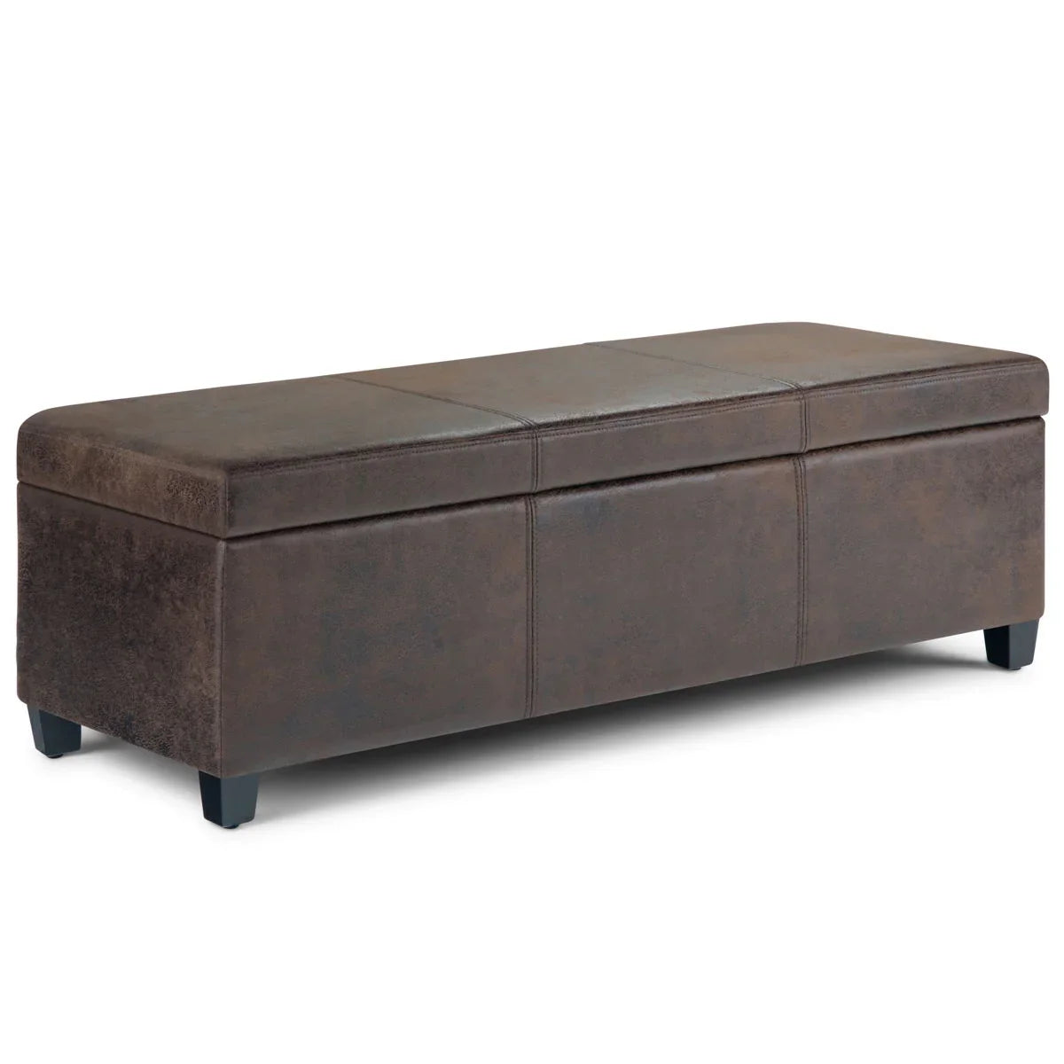 Avalon - Storage Ottoman Bench - Distressed Brown - Furniture Home Direct
