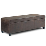 Avalon - Storage Ottoman Bench - Distressed Brown - Furniture Home Direct