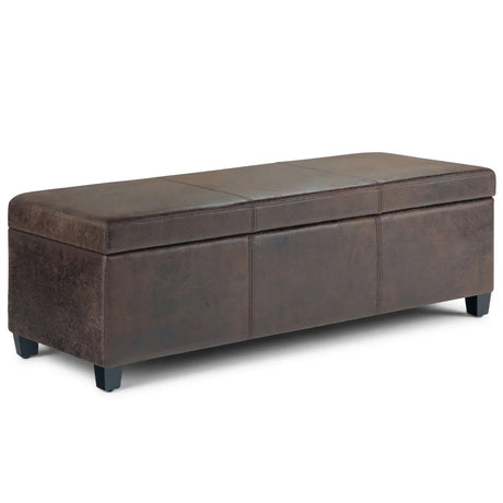 Avalon - Storage Ottoman Bench - Distressed Brown - Furniture Home Direct