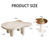 Nesting Coffee Tables Set Modern MDF Glass Two Tier Beige - Furniture Home Direct