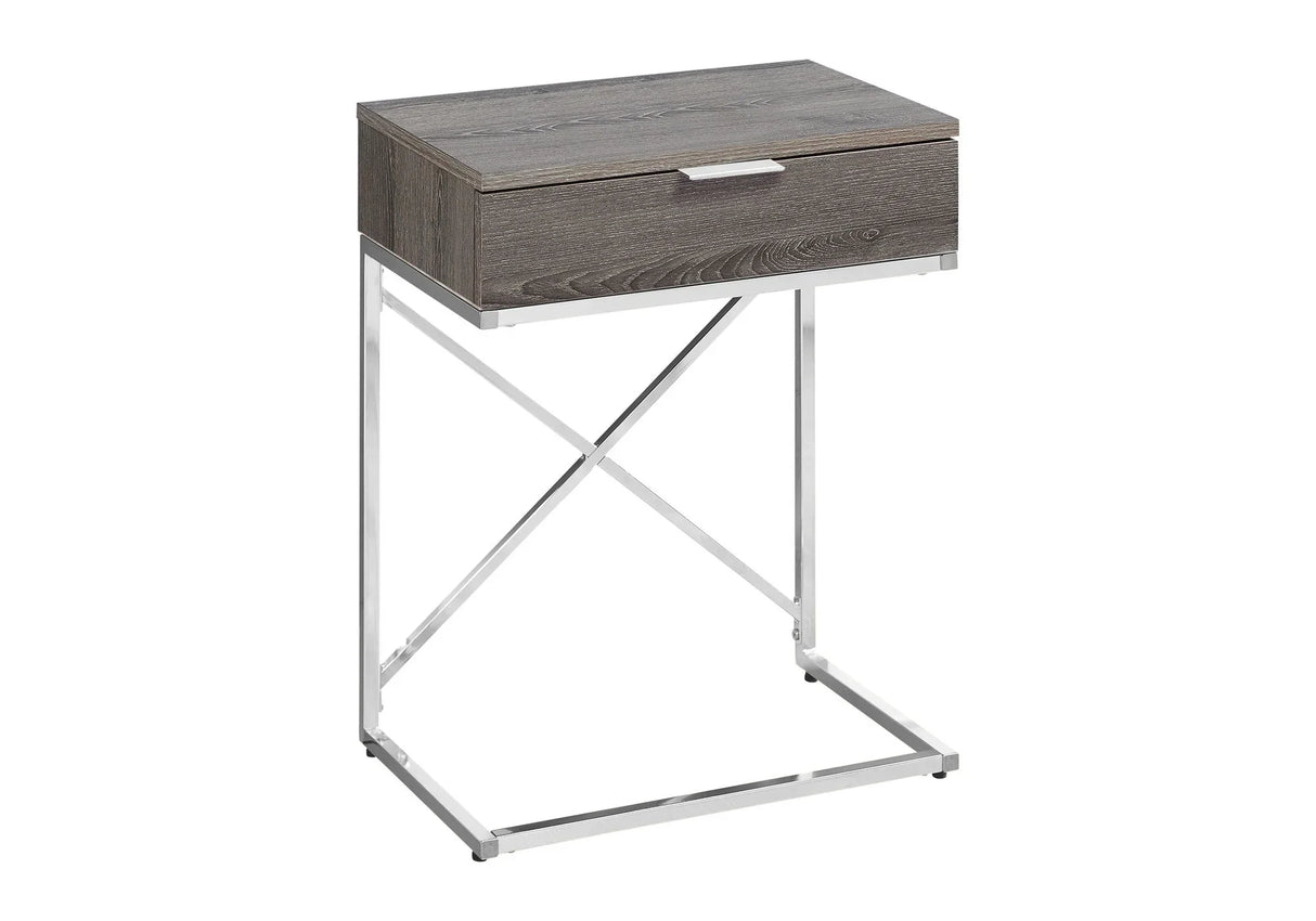 Accent Side Table, Storage Drawer, Contemporary - Taupe - Furniture Home Direct
