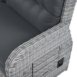 6 Piece Patio Set With An Adjustable Table, Recliners With Extendable Side Tables, And 2 Ottomans - Gray - Furniture Home Direct